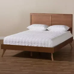 Best Kirklands Home Walnut Inset Paneling Platform Queen Bed Brown