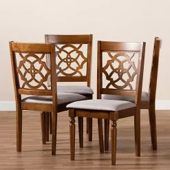 Best Kirklands Home Walnut Lylah Upholstered Dining Chairs, Set of 4 Gray