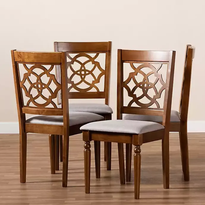 Best Kirklands Home Walnut Lylah Upholstered Dining Chairs, Set of 4 Gray