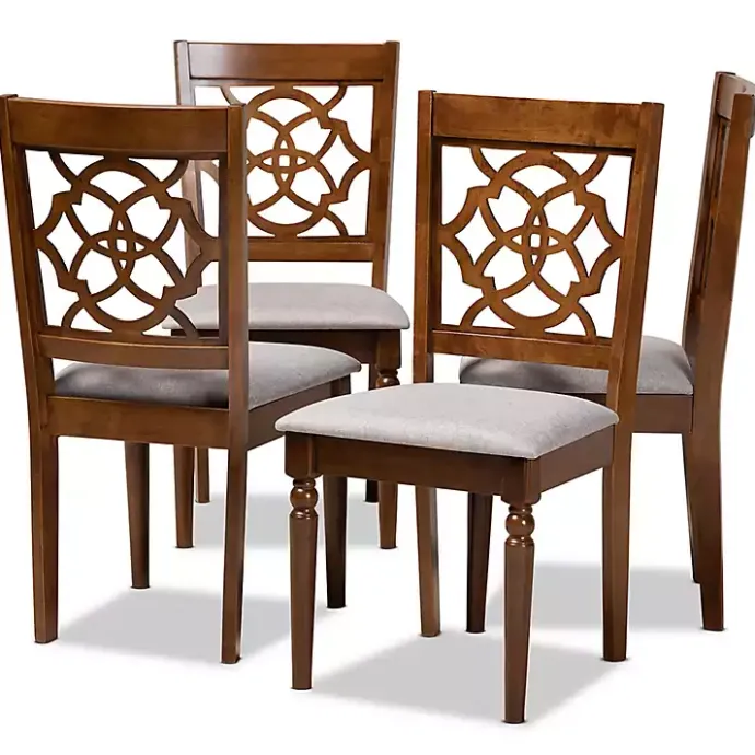 Best Kirklands Home Walnut Lylah Upholstered Dining Chairs, Set of 4 Gray