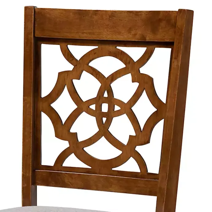 Best Kirklands Home Walnut Lylah Upholstered Dining Chairs, Set of 4 Gray