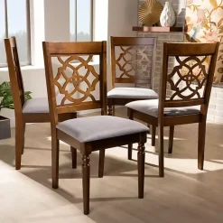 Best Kirklands Home Walnut Lylah Upholstered Dining Chairs, Set of 4 Gray