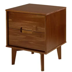 Outlet Kirklands Home Walnut Mid-Century Modern 2-Drawer Nightstand Brown