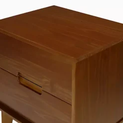 Outlet Kirklands Home Walnut Mid-Century Modern 2-Drawer Nightstand Brown
