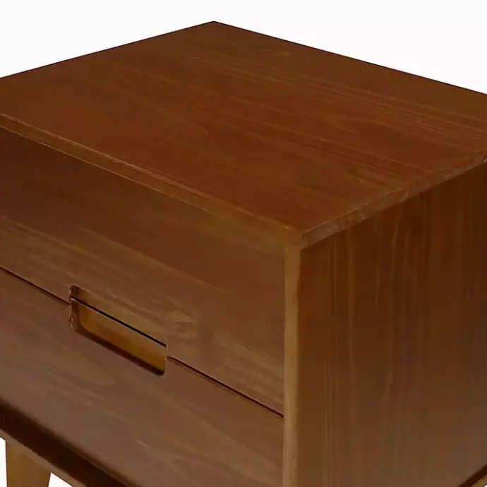 Outlet Kirklands Home Walnut Mid-Century Modern 2-Drawer Nightstand Brown