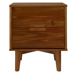 Outlet Kirklands Home Walnut Mid-Century Modern 2-Drawer Nightstand Brown