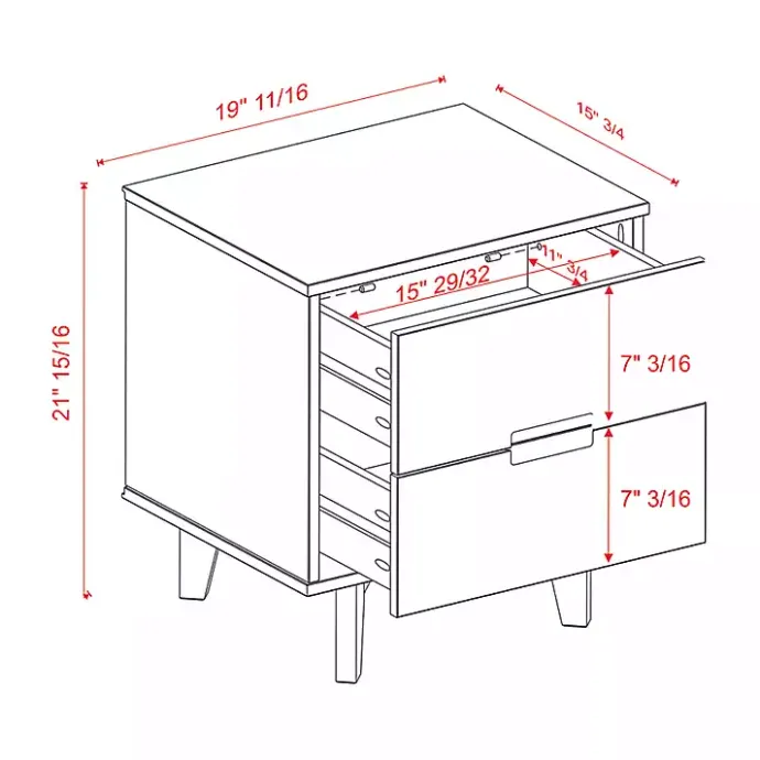 Outlet Kirklands Home Walnut Mid-Century Modern 2-Drawer Nightstand Brown