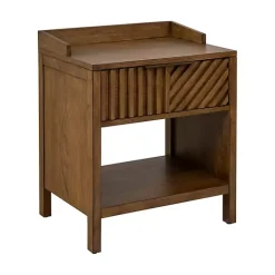 Outlet Kirklands Home Walnut Mid-Century Modern Carved Nightstand Brown