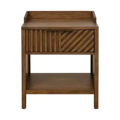 Outlet Kirklands Home Walnut Mid-Century Modern Carved Nightstand Brown