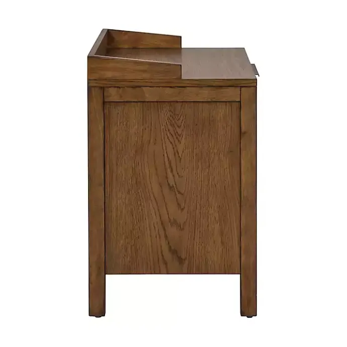Outlet Kirklands Home Walnut Mid-Century Modern Carved Nightstand Brown
