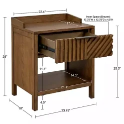 Outlet Kirklands Home Walnut Mid-Century Modern Carved Nightstand Brown