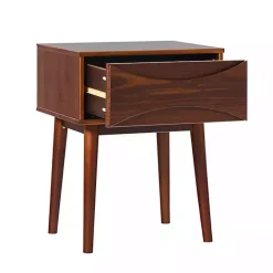 Best Kirklands Home Walnut Mid-Century Modern Nightstand Brown