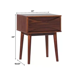 Best Kirklands Home Walnut Mid-Century Modern Nightstand Brown
