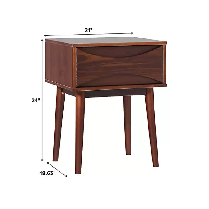 Best Kirklands Home Walnut Mid-Century Modern Nightstand Brown