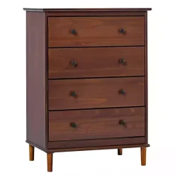 Online Kirklands Home Walnut Mid-Century Modern 4-Drawer Wood Dresser Brown