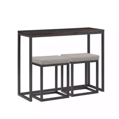 Discount Kirklands Home Walnut Nesting Counter Table and Stools, Set of 3