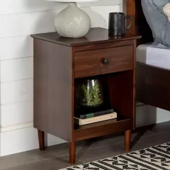 Discount Kirklands Home Walnut One-Drawer Wood Nightstand Brown