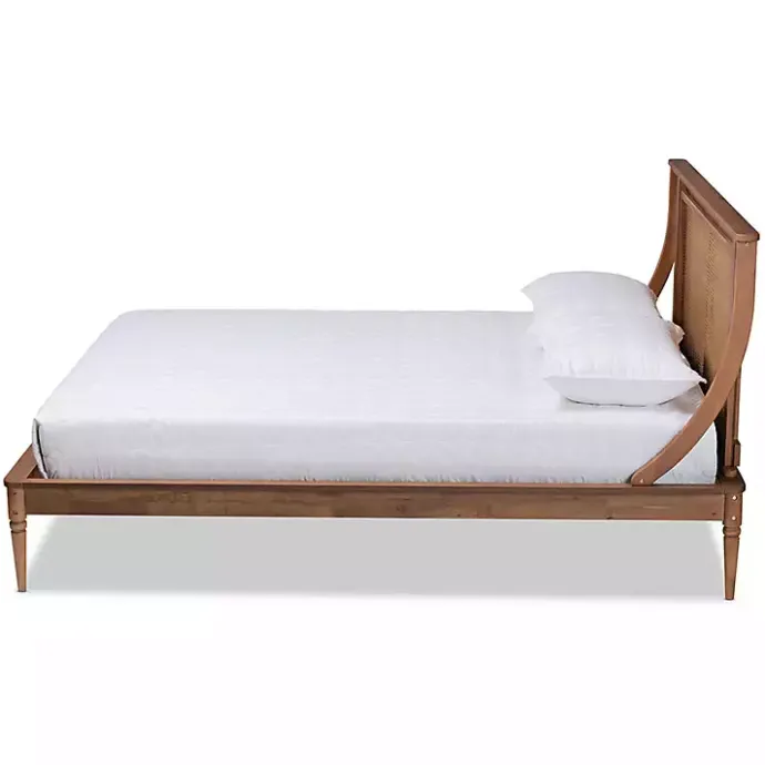 Kirklands Home Walnut Rattan Swooping Queen Platform Bed