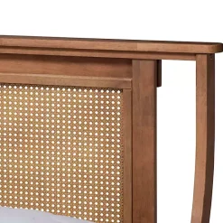 Kirklands Home Walnut Rattan Swooping Queen Platform Bed