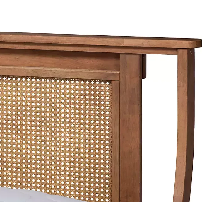 Kirklands Home Walnut Rattan Swooping Queen Platform Bed