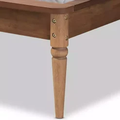 Kirklands Home Walnut Rattan Swooping Queen Platform Bed