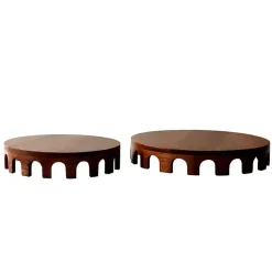 Online Kirklands Home Walnut Round Cut Out Risers, Set of 2 Brown