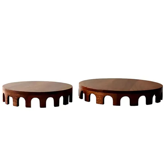 Online Kirklands Home Walnut Round Cut Out Risers, Set of 2 Brown