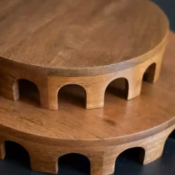 Online Kirklands Home Walnut Round Cut Out Risers, Set of 2 Brown