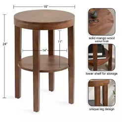 Sale Kirklands Home Walnut Round Talen Accent Table Brown