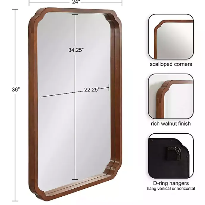 Sale Kirklands Home Walnut Scallop Rectangle Wall Mirror