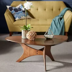 Hot Kirklands Home Walnut Triangle Modern Coffee Table Brown