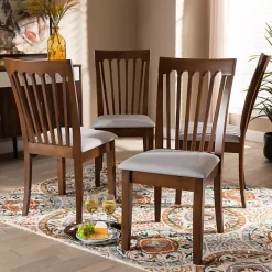 Outlet Kirklands Home Walnut Upholstered Minette 4-pc. Dining Chair Set Gray