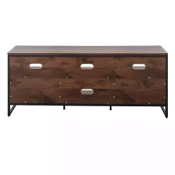 Best Kirklands Home Walnut Wood and Black Steel Media Stand Brown