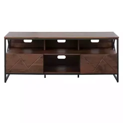 Best Kirklands Home Walnut Wood and Black Steel Media Stand Brown