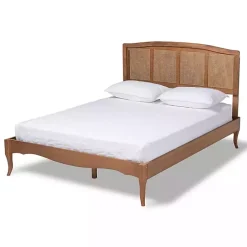 Sale Kirklands Home Walnut Wood and Rattan King Bed Frame Brown
