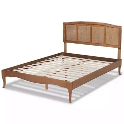 Sale Kirklands Home Walnut Wood and Rattan King Bed Frame Brown