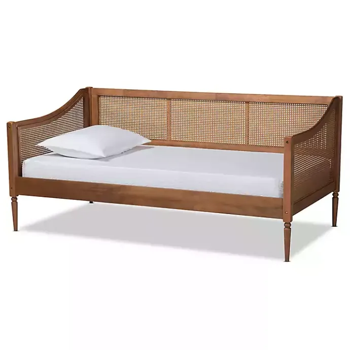 Online Kirklands Home Walnut Wood and Rattan Twin Daybed Brown