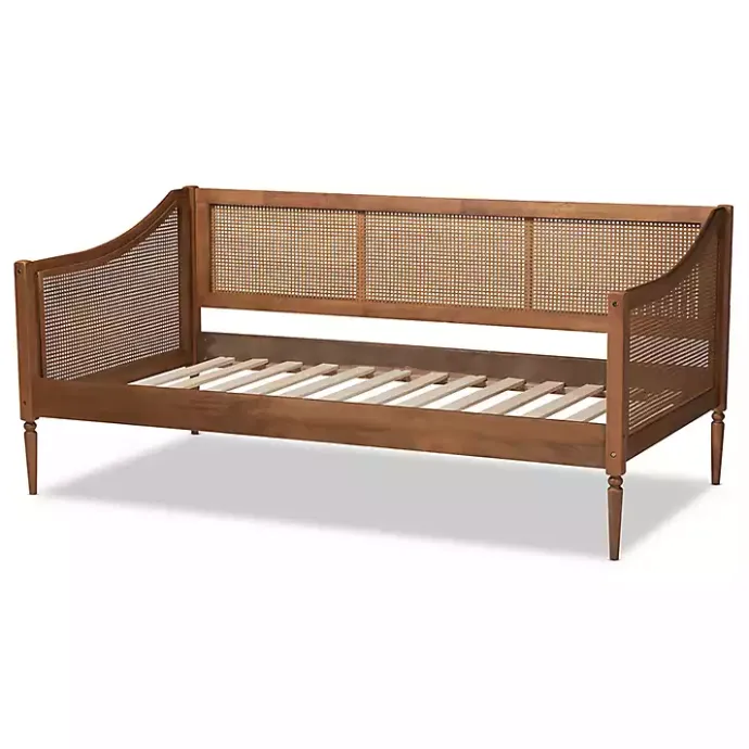 Online Kirklands Home Walnut Wood and Rattan Twin Daybed Brown