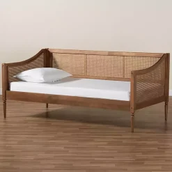 Online Kirklands Home Walnut Wood and Rattan Twin Daybed Brown