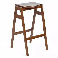 Discount Kirklands Home Walnut Wood Backless Bar Stool Brown