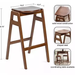 Discount Kirklands Home Walnut Wood Backless Bar Stool Brown