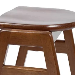 Discount Kirklands Home Walnut Wood Backless Bar Stool Brown