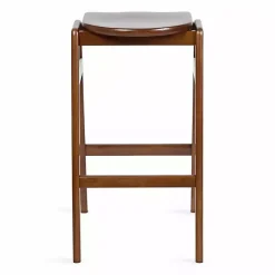 Discount Kirklands Home Walnut Wood Backless Bar Stool Brown