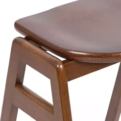 Discount Kirklands Home Walnut Wood Backless Bar Stool Brown