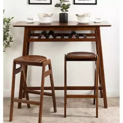 Discount Kirklands Home Walnut Wood Backless Bar Stool Brown