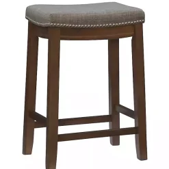 Best Kirklands Home Walnut Wood Counter Stool with Cushion Gray