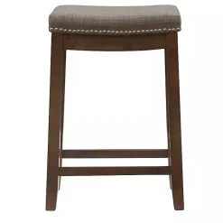 Best Kirklands Home Walnut Wood Counter Stool with Cushion Gray