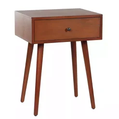 Outlet Kirklands Home Walnut Wood 1-Drawer Arthur Accent Table Brown