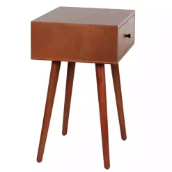 Outlet Kirklands Home Walnut Wood 1-Drawer Arthur Accent Table Brown