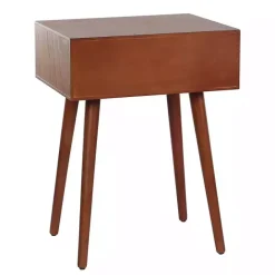 Outlet Kirklands Home Walnut Wood 1-Drawer Arthur Accent Table Brown
